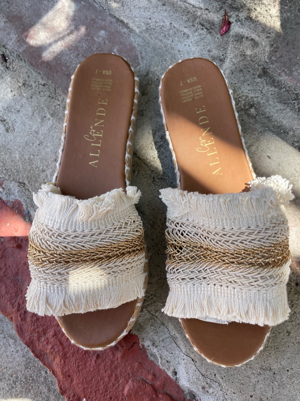 Cream & Gold Braided Slide Mules